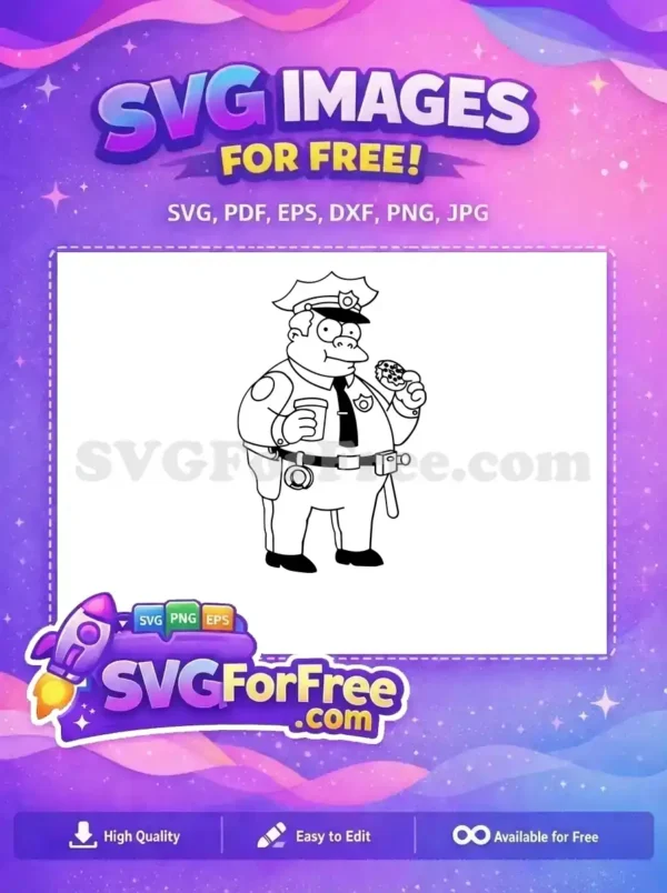 Free Officer with Donut Free Coffee Simpsons Free SVG