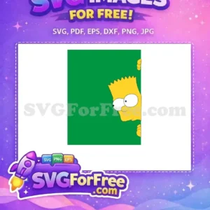 Free Bart Simpson Peek Free Yellow Character Green Background Free SVG