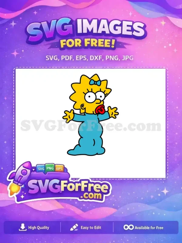 Free Maggie Simpson Pacifier Free Blue Dress Simpsons Free SVG 1