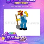 Free Angry Willie with Shovel Free Overalls Simpsons Free SVG - Instant Download