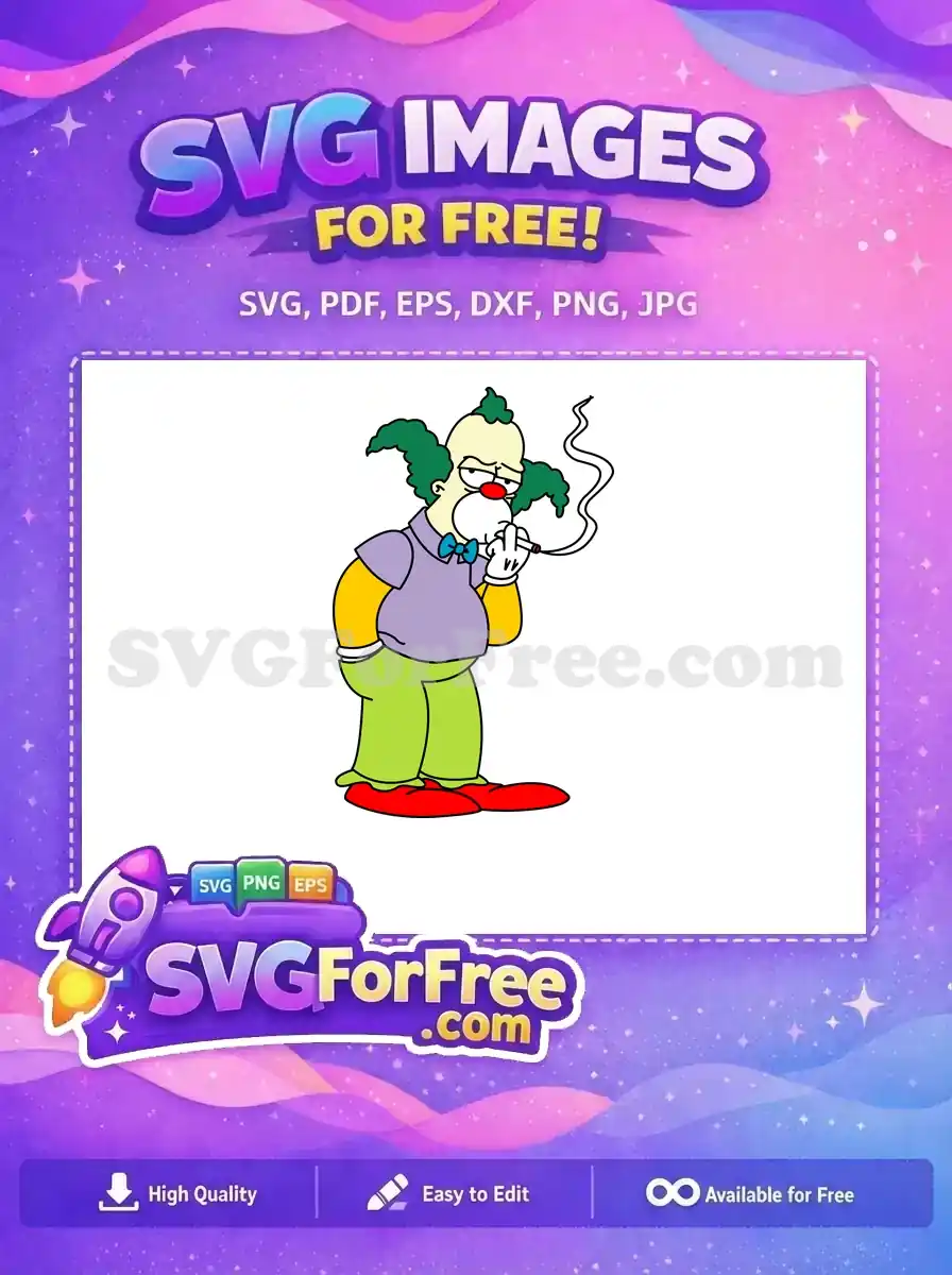 Free Krusty Smoking Free Sad Expression Simpsons Free SVG
