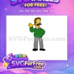 Free Waving Ned Flanders Free Green Sweater Simpsons Free SVG - Instant Download