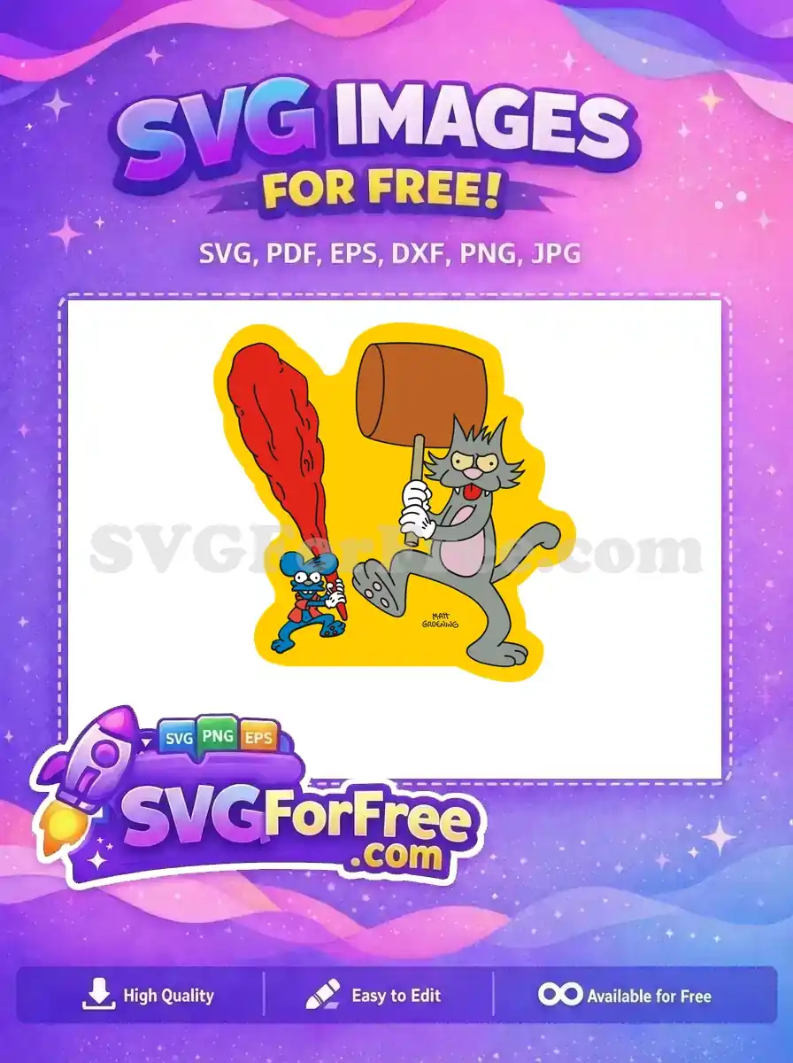Free Itchy Scratchy with Mallet Free Dynamite Simpsons Free SVG
