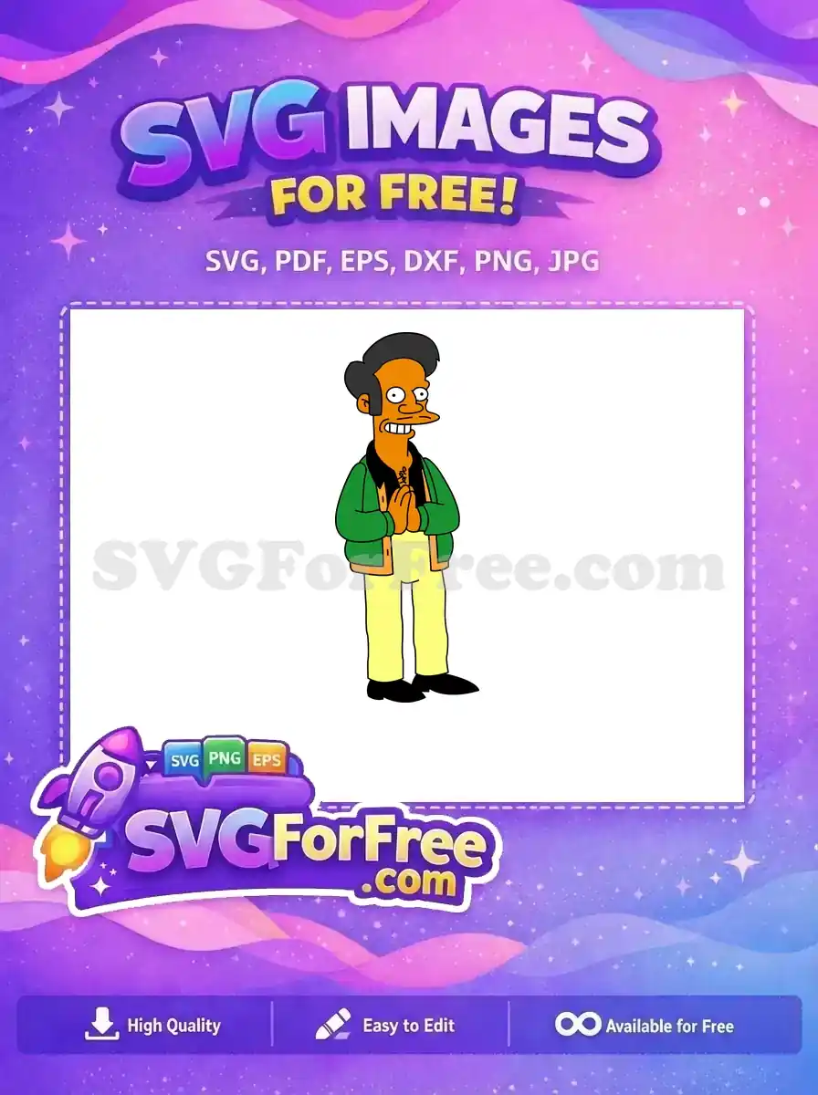 Free Smiling Apu Nahasapeemapetilon Free Green Jacket Simpsons Free SVG