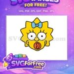 Free Blue Bow Maggie Simpson Free Pacifier Simpsons Free SVG - Instant Download