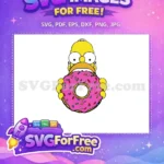 Free Homer Simpson Biting Free Pink Donut Simpsons Free SVG - Instant Download