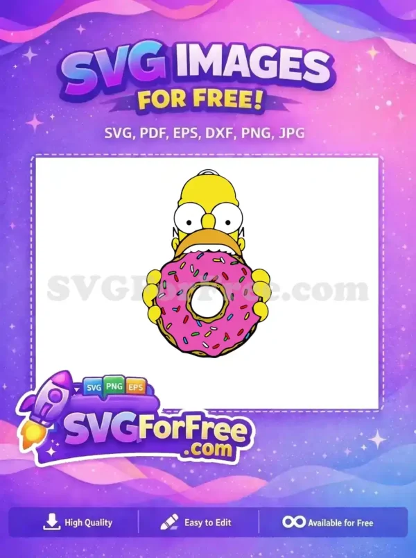 Free Homer Simpson Biting Free Pink Donut Simpsons Free SVG
