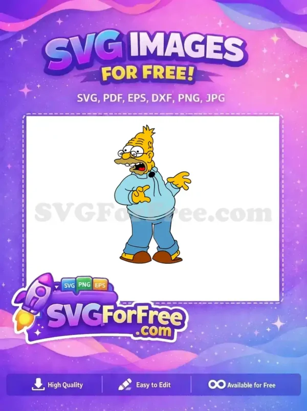 Free Grandpa Simpson Yelling Free Light Blue Outfit Simpsons Free SVG
