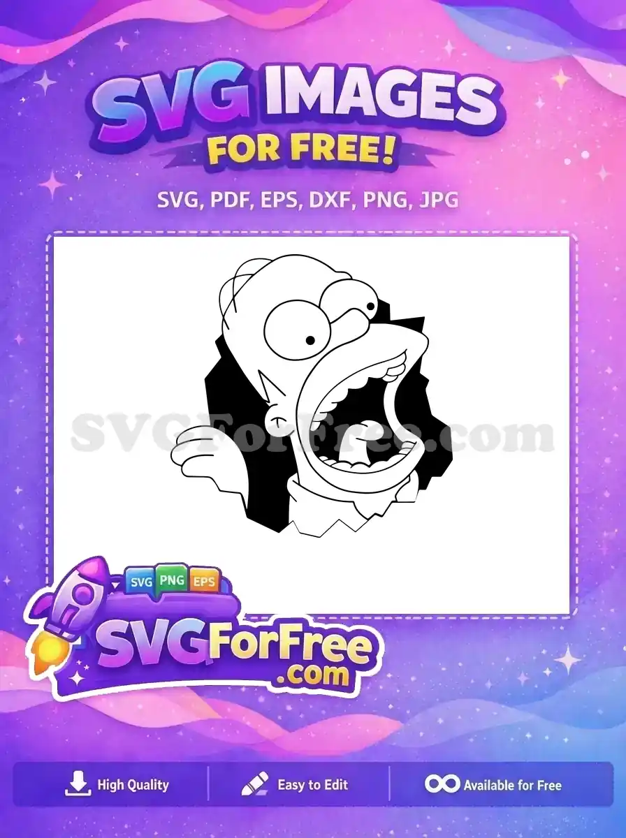 Free Scared Homer Simpson Free Yelling Expression Simpsons Free SVG