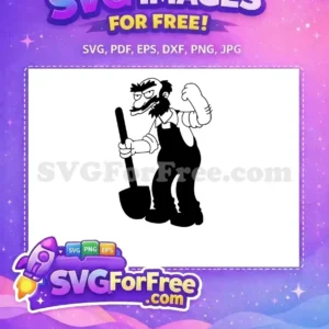 Free Angry Groundskeeper Free Shovel Simpsons Family Free SVG