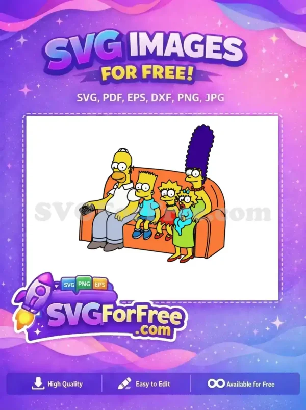 Free Simpsons Family Couch Free Colorful Cartoon Scene Free SVG