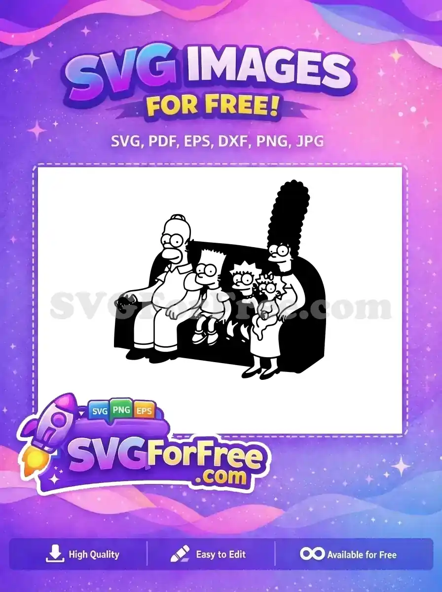 Free Simpsons Family Black Free White Outline Couch The Simpsons Free SVG