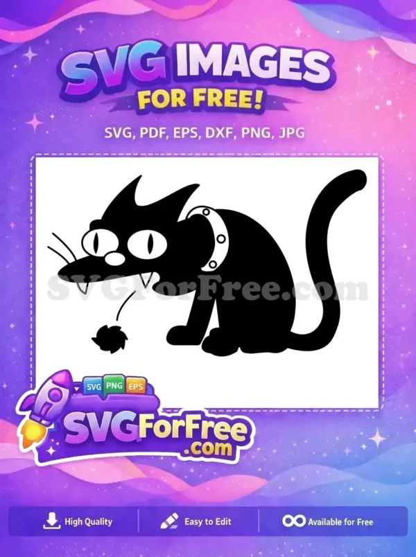 Free Scratchy Cat Collar Free Black Simpsons Free SVG