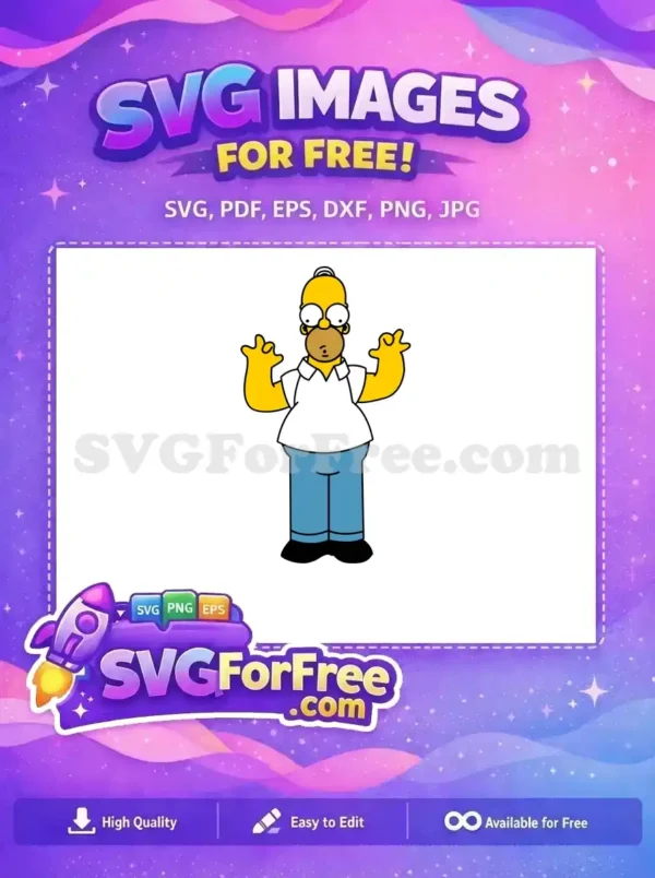 Free Yellow Homer Simpson Free Raised Arms Simpsons Free SVG