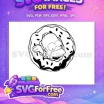 Free Homer Simpson In Donut Free Black Sprinkles Outline The Simpsons Free SVG - Instant Download