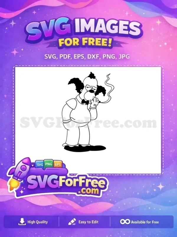Free Sad Krusty The Clown Free Smoking Cigarette The Simpsons Free SVG