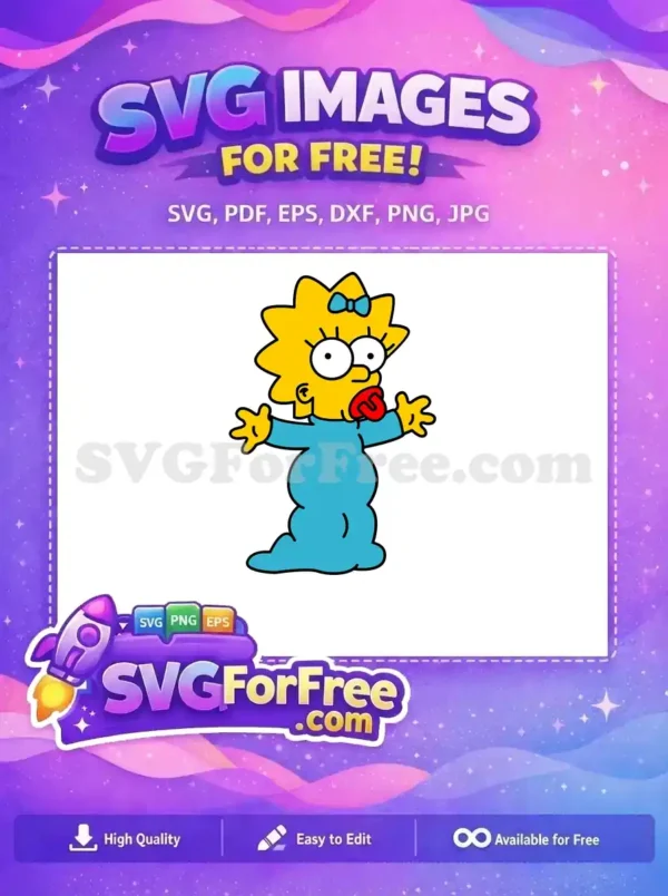 Free Maggie Simpson Pacifier Free Blue Dress Simpsons Free SVG 2