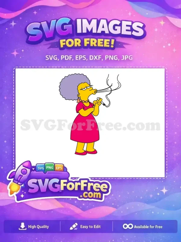 Free Smoking Selma Bouvier Free Pink Dress Simpsons Free SVG