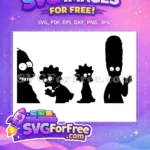 Free Simpsons Family Silhouette Free Cartoon Characters Disney Free SVG - Instant Download