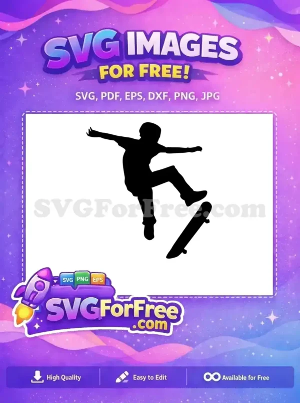 Free Silhouette Skate Boarder Free Mid-Air Trick Free SVG