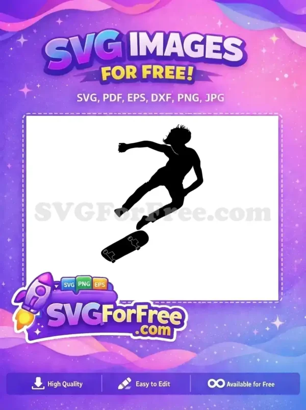 Free Silhouette Skate Boarder Free Mid-Air Jump Silhouette Free SVG