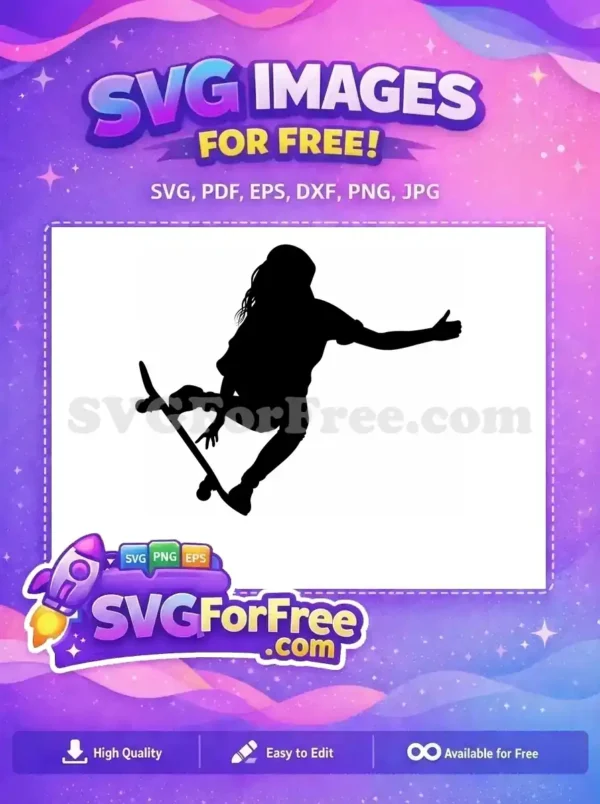 Free Skateboard Trick Free Silhouette Skate Boarder Free SVG 1