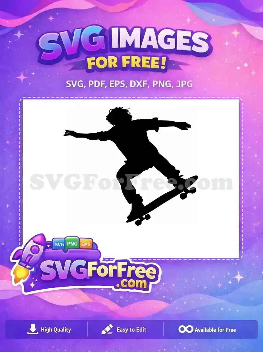 Free Skateboard Trick Free Silhouette Skate Boarder Free SVG 3
