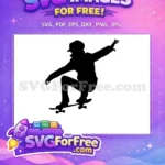 Free Silhouette Skater Free Hat Jacket Skateboarding Free SVG - Instant Download