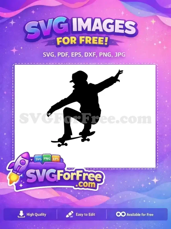 Free Silhouette Skater Free Hat Jacket Skateboarding Free SVG