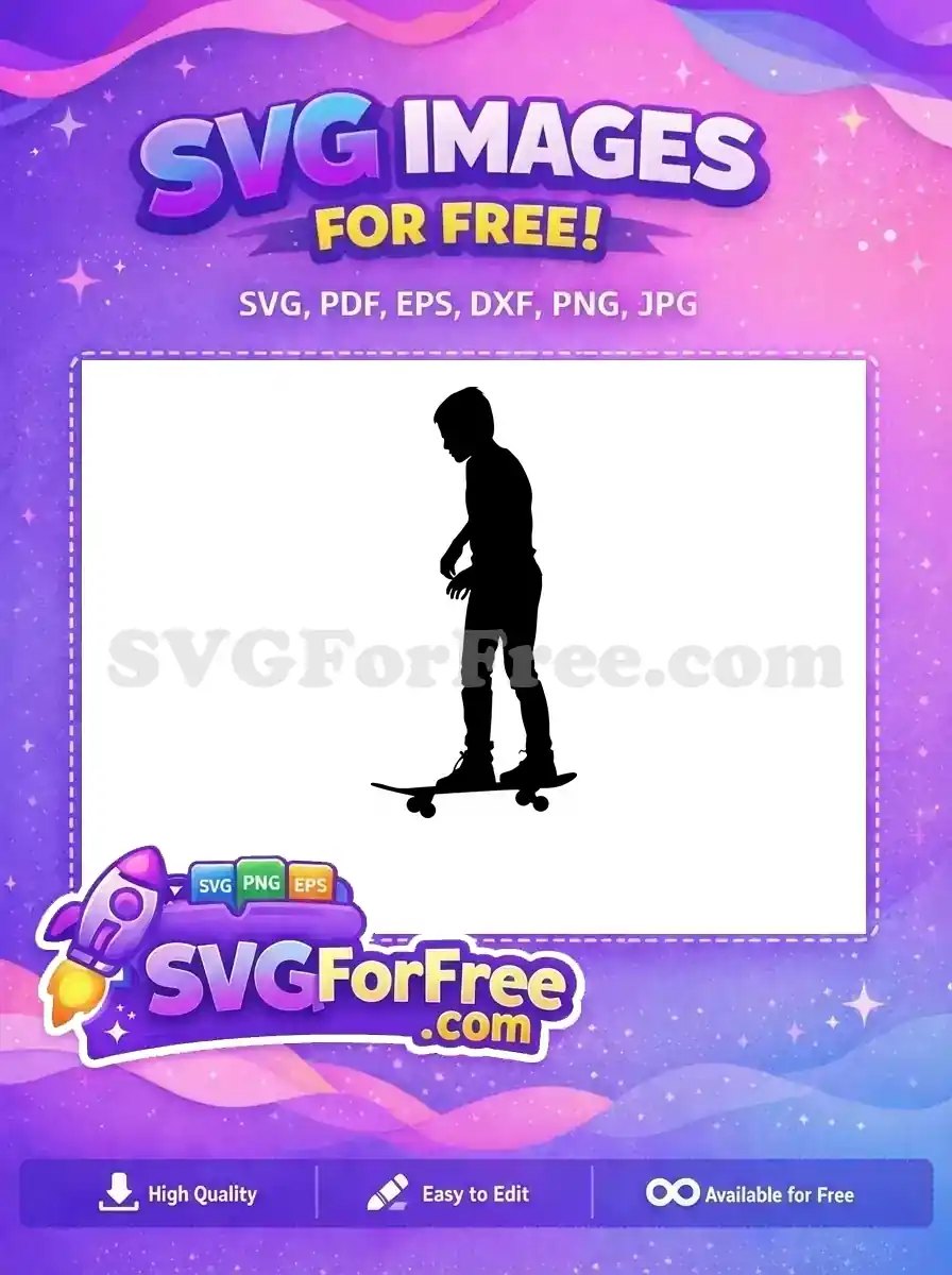 Free Silhouette Skate Boarder Free Leaning Forward Skate Free SVG