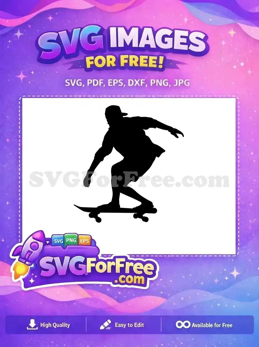 Free Cap Wearing Free Skateboarder Silhouette Extreme Free SVG