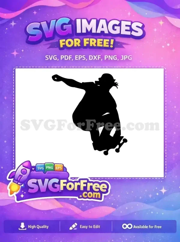 Free Skateboarder Silhouette Free Skate Trick Free Style Free SVG