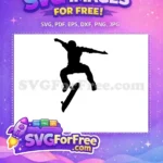 Free Skateboarder Silhouette Free Jumping Trick Sport Free SVG - Instant Download