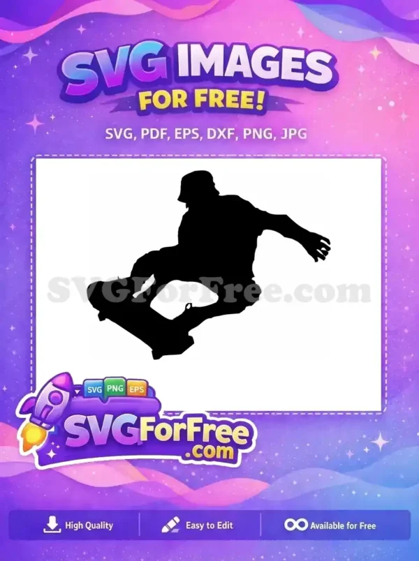 Free Skateboard Trick Free Ollie Silhouette Skateboarding Free SVG 1