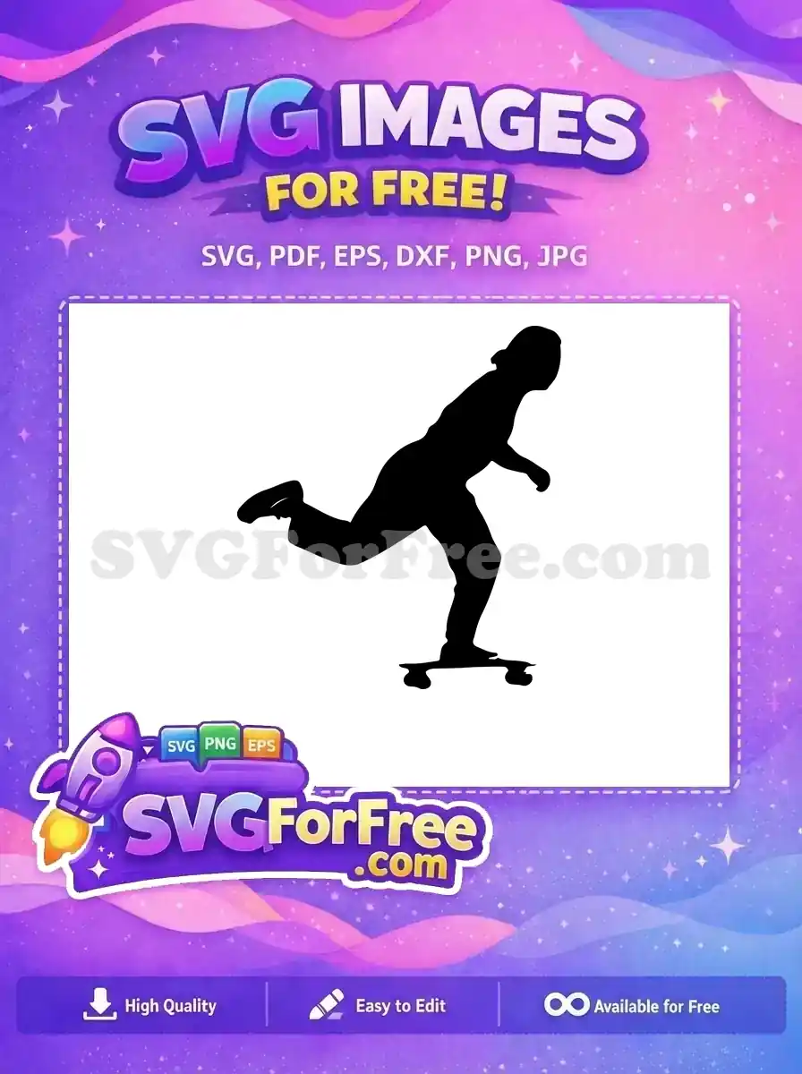 Free Skate Boarder Silhouette Free Dynamic Pose Silhouette Free SVG