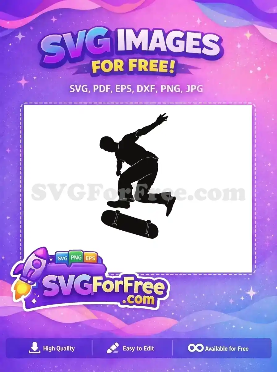 Free Silhouette Skate Boarder Free Action Pose Free SVG