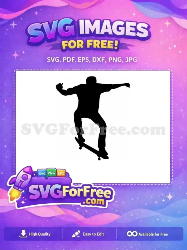 Free Skateboard Silhouette Free Cool Trick Skateboarding Free SVG 1