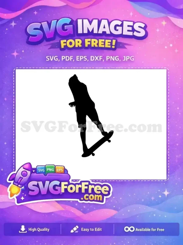 Free Skateboarder Silhouette Free Black Outfit Skate Free SVG