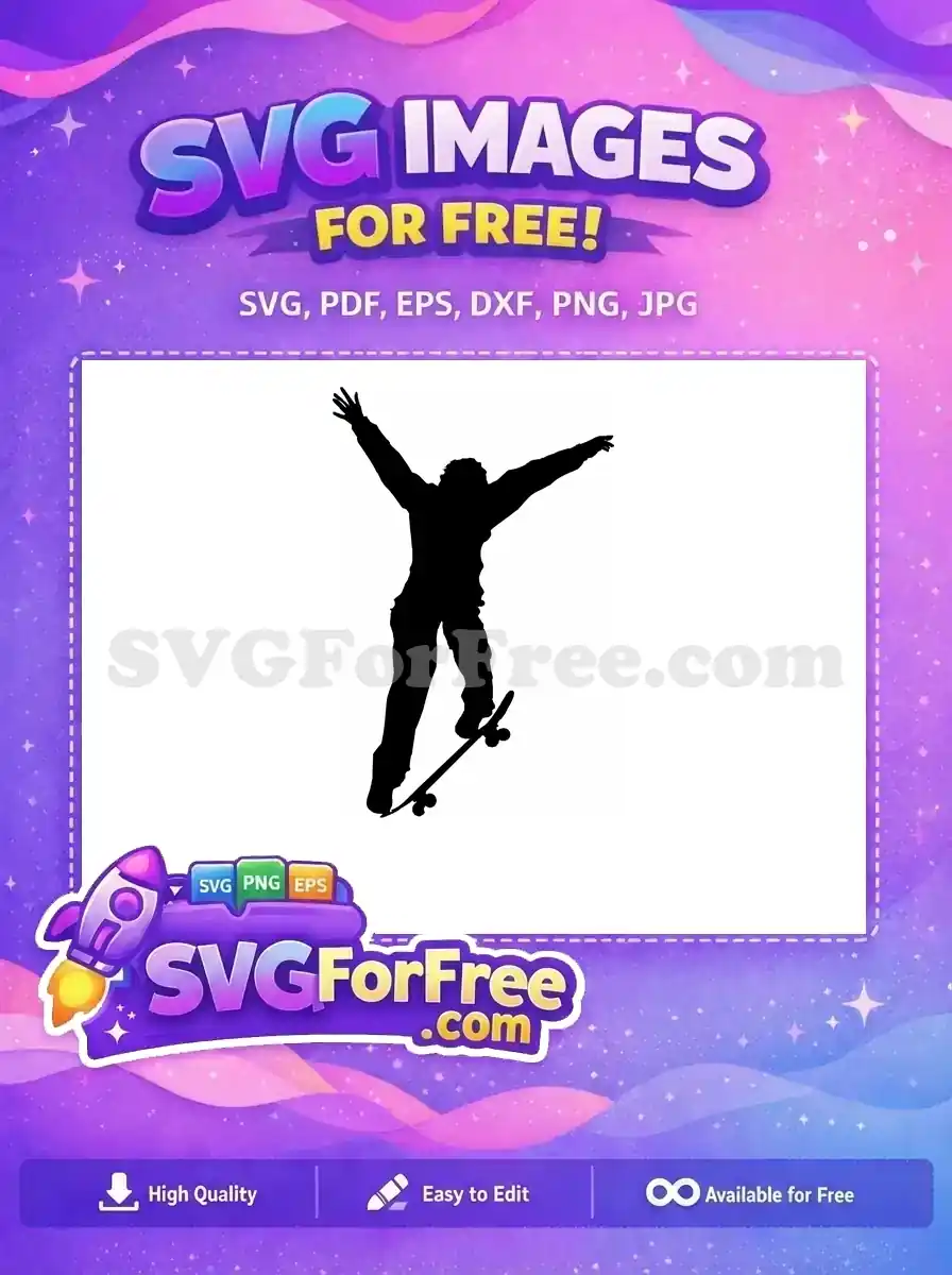 Free Skateboard Trick Free Ollie Silhouette Cool Skater Free SVG