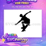 Free Leaning Silhouette Free Action Pose Skate Boarder Free SVG - Instant Download