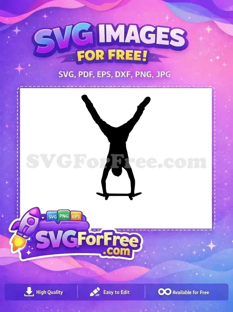 Free Handstand Trick Free Silhouette Skate Boarder Free SVG