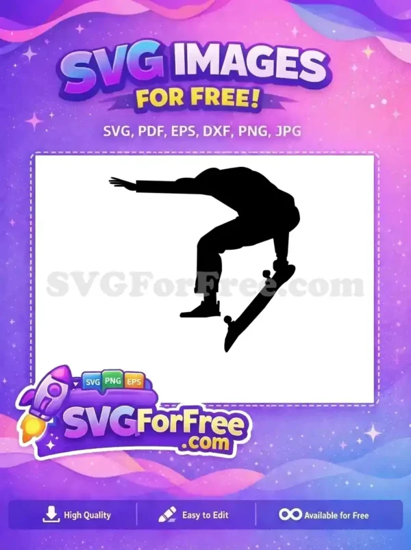 Free Silhouette Skate Boarder Free Ollie Trick Free SVG