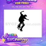 Free Skateboarder Stunt Free Silhouette Skateboarding Design Free SVG - Instant Download