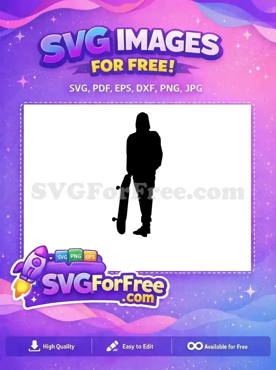 Free Black Silhouette Skateboarder Free Helmet Detail Movie Free SVG