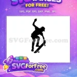 Free Black Silhouette Free Skate Boarder Silhouette Free SVG 3 - Instant Download