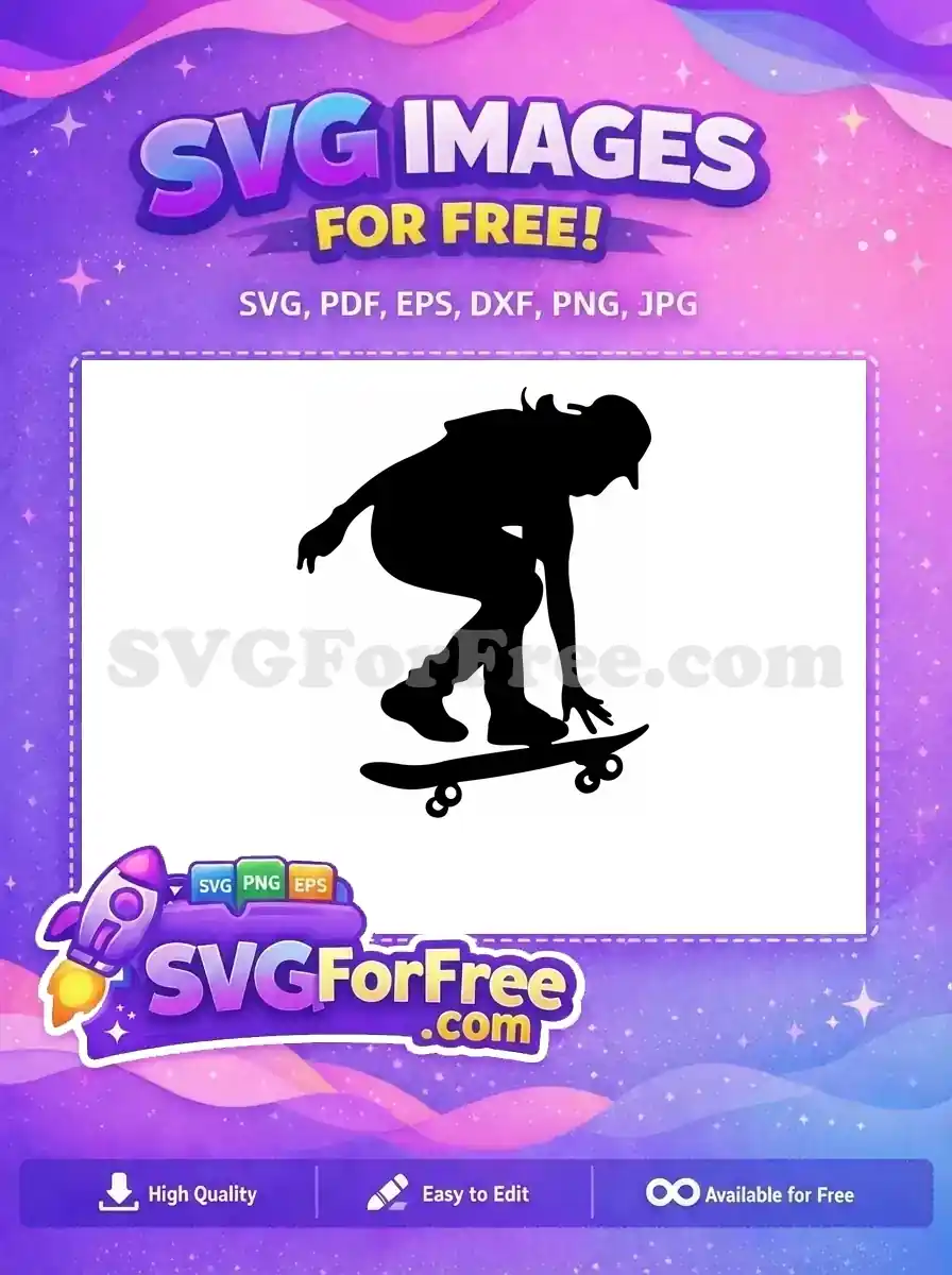 Free Black Skateboarder Free Silhouette Skateboarding Free SVG 3