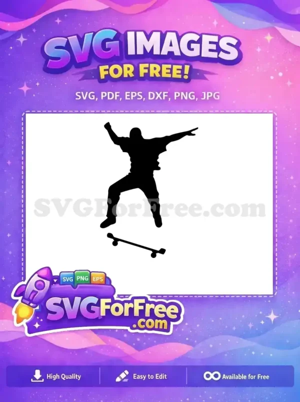 Free Silhouette Skate Boarder Free Mid Air Stunt Free SVG 1