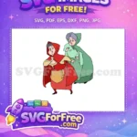 Free Red Hooded Fauna Free Flora Holding Baby Sleeping Beauty Free SVG - Instant Download