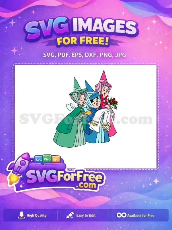 Free Fairy Godmothers Gift Free Roses Sleeping Beauty Free SVG