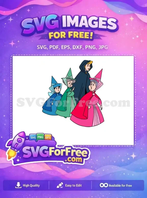 Free Pointed Hats Free Colorful Dresses Sleeping Beauty Free SVG